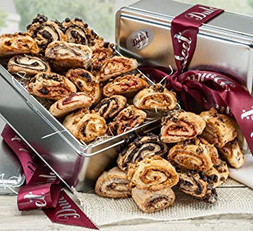 Rugelach Gift baskets, assorted fillings of chocolate chip, raspberry, sugar cinnamon and apricot. Top gift!