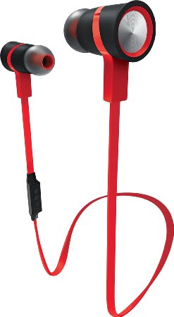 Sharper Image SBT517BKRD Premium Bluetooth Earbuds with Mic, Black/Red