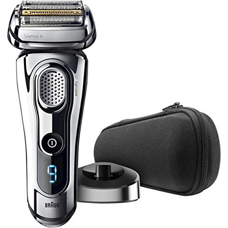 Braun Series 9 9293s Wet & Dry Electric Shaver for Men with Charging Stand, Premium Chrome Cordless Razor, Pop up Trimmer, Travel Case