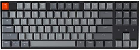 Keychron K8 Hot-swappable Wireless Bluetooth/Wired USB Mechanical Keyboard with Gateron G Pro Blue Switch/White LED Backlight/N-Key Rollover, Tenkeyless 87-Key Computer Keyboard for Mac Windows