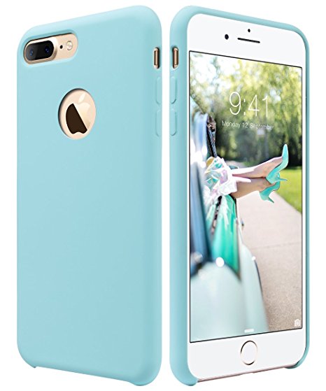 iPhone 7 Plus Case, ULAK Silicone Slim Mint - Shock Absorbing Liquid Silicone Gel Rubber Shockproof Case Cover with Soft Microfiber Cloth Lining Cushion for Apple iPhone 7 Plus 2016 Release