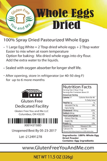 11.5 OZ Whole Egg Powder (Non-GMO, Pasteurized, Made in USA, 1 Ingredient no additives, Produced from the Freshest of Eggs)
