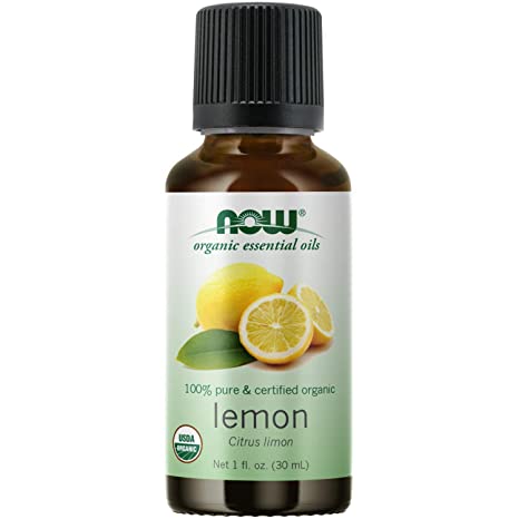 NOW Essential Oils, Organic Lemon Oil, Cheerful Aromatherapy Scent, Cold Pressed, 100% Pure, Vegan, Child Resistant Cap, 1-Ounce