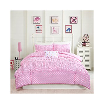 Mizone Lia 4 Piece Comforter Set, Pink, Full/Queen