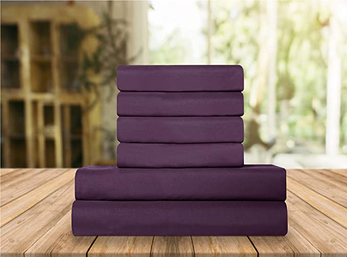 Elegant Comfort Luxury Soft Bed Sheets 1500 Thread Count Percale Egyptian Quality Softness Wrinkle and Fade Resistant (6-Piece) Bedding Set, Full, Sangria Purple