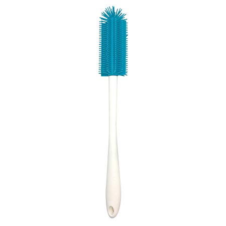 So-Mine Handy Silicone Bottle Brush, Bristles, White Handle, Blue (SM081)
