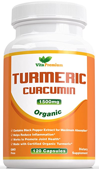 Turmeric Curcumin with Black Pepper Extract - Organic Ingredient - 120 Powdered Veg Capsules, Powerful Anti-Inflammatory & Antioxidants - Promotes Joint Health, Helps Reduce Pain and Inflammation