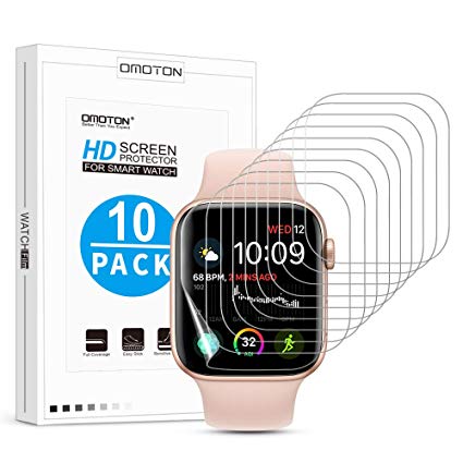 OMOTON Screen Protector Designed for Apple Watch Series 4 44mm- Max Coverage Flexible TPU Film for Apple iWatch 44mm Series 4 [10 Pack]