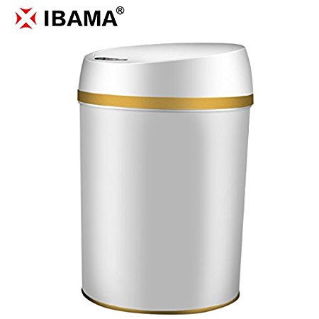 IBAMA Touchless Automatic Motion Sensor Trash Can with Automatic Replacement Garbage Bag For Kitchen Bathroom Livingroom 2.4 Gallon/9L - White