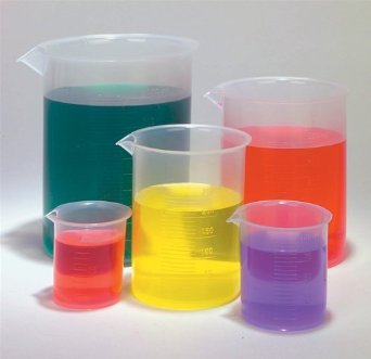 Plastic Beaker Set - 5 Sizes - 50, 100, 250, 500 and 1000ml