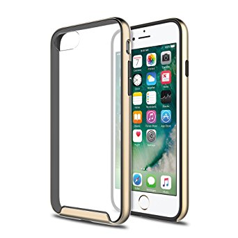 iPhone 7 Case, XDesign [Inception Series] Premium Stylish TPU Bumper   Scratch Resistant Clear Transparent Protective Hard Back Panel for Apple iPhone 7 (2016) - [Champion Gold / Clear]