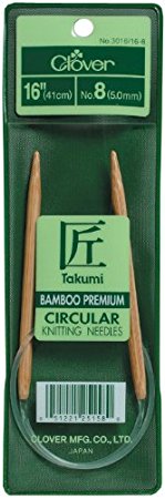 Clover Takumi Bamboo Circular 16-Inch Knitting Needles, Size 8