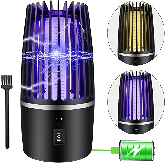 Electric Fly Catcher, Portable Bug Zapper, 4000mAh Rechargeable Mosquito Killer, 2 in 1 Killer with UV Lamp And Lighting Lamp,360° Attract Zap Flying Insect For Indoor Outdoor, Backyard Camping