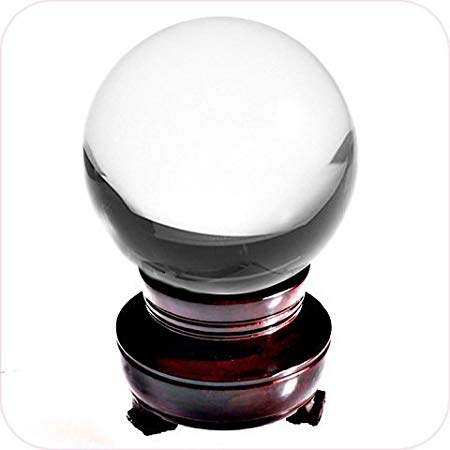 Amlong Crystal 8 inch (200mm) Clear Crystal Ball including Wooden Stand and Gift Package