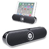 Inateck Dual-Driver Portable Wireless Bluetooth Speaker with 35mm AUX Port Enhanced Bass Boost Rechargeable Battery Viewing Cradle for Tablets And Smartphones BP2001- Black