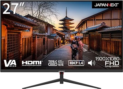 JAPANNEXT 27インチ USB-C給電（65W）対応フルHD液晶モニター JN-V27FLFHD-C65W HDMI USB-C(65W)