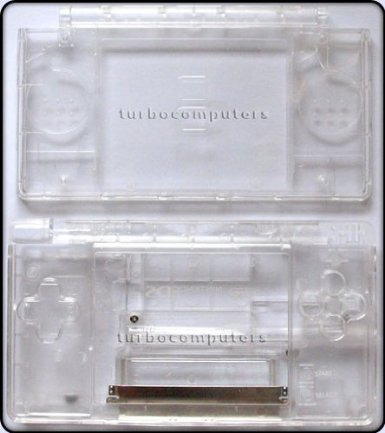 Crystal Clear Transparent - Nintendo DS Lite Complete Full Housing Shell Case Replacement Repair w/ Hinge Set