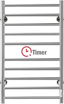 Wall Mounted Towel Warmer with Timer, 10 Bars Hot Towel Racks for Bathroom Plug-in/Hardwired, Stainless Steel Heated Towel Drying Rack, Polished