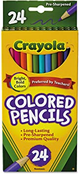 Crayola 684024 Long Barrel Colored Woodcase Pencils, 3.3 mm, 24 Assorted Colors/Set