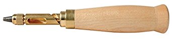 Aitoh NS100-3 Screw Punch Bookbinding Tool with Wood Handle, 3 mm Size, Brass/Tan