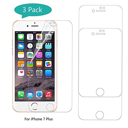 3-PACK iPhone 7 Plus Screen Protector Full coverage HD Clear Protective Film for Apple iPhone 7 plus (5.5 inch)- Anti Explosion - Super Flexible Film