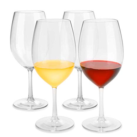 Inewex Unbreakable Red Wine Glasses 20 oz | 100% Tritan Plastic Shatterproof Wine Goblets | Stemmed Reusable Wine Glasses | Ideal for Indoor/Outdoor | Dishwasher Safe | Set of 4