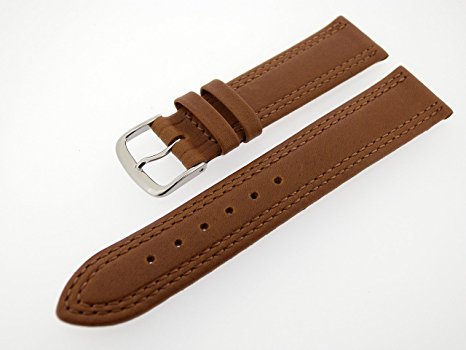 FLUCO Bio Natur Leather Watch Strap [Cognac, 18mm]