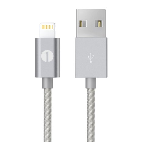 [Apple MFI Certified] 1byone Lightning to USB Nylon Braided Cable 3.28ft / 1m for iPhone 6s 6 Plus 5s 5c 5, iPad mini, iPad Air, iPad Pro, iPod touch 6th Gen / nano 7th Gen, Grey