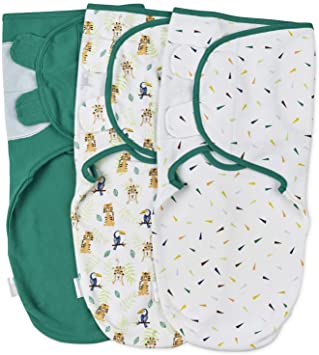 Baby Swaddle Wrap - Pack of 3 Swaddle Blankets - 100% Cotton - Jungle - Small: 0-3 Months