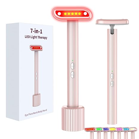 Red-Light-Wand-for-Face，7 Colors LED Facial Skin Care Tool Eye Beauty Wand Neck Body Face Massager