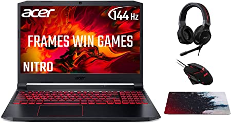 Acer Nitro 5 AN515-44 15.6 Inch Gaming Laptop (AMD Ryzen 5 4600H, 8GB RAM, 512GB SSD, NVIDIA GTX 1650Ti, Full HD 144Hz Display, Windows 10, Black), Plus Headset/Mouse/Mouse Pad - Amazon Exclusive