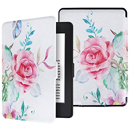 Aimerday Kindle Paperwhite Case Cover - The Thinnest and Lightest PU Leather Rose Smart Cover Auto Sleep/Wake for all-new Amazon Kindle Paperwhite (Fits all 2012, 2013, 2015 and 2016 Versions)