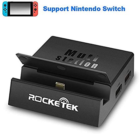 Rocketek USB C Docking Station for Nintendo Switch - Portable Dock with 2 usb port sd card reader/hdmi output and pd charger stand is perfect replacing the Original Nintendo Switch Charge Dock.