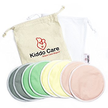 #1 BEST Washable Organic Bamboo Nursing Pads -8 PACK (4 pairs)- Reusable Breast Pads,Bra pads, Leakproof, Ultra soft, Waterproof, Hypoallergenic breastfeeding pads, absorbent pads,   2 FREE Ebooks !!