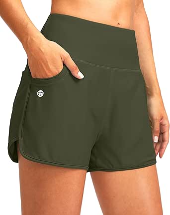 G Gradual Women's 3" High Waisted Swim Board Shorts with Pockets Quick Dry Swimsuit Bottoms Bathing Suit for Women with Liner