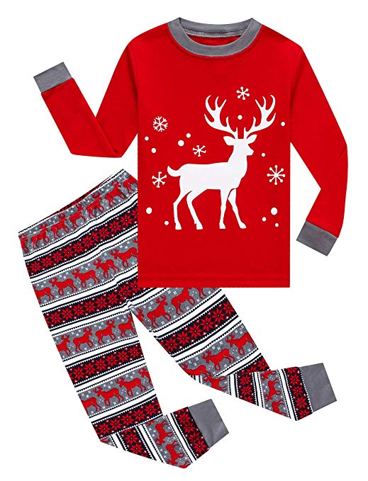 Little Girls Boys Long Sleeve Christmas Pajamas Sets 100% Cotton Pjs Kids Holiday