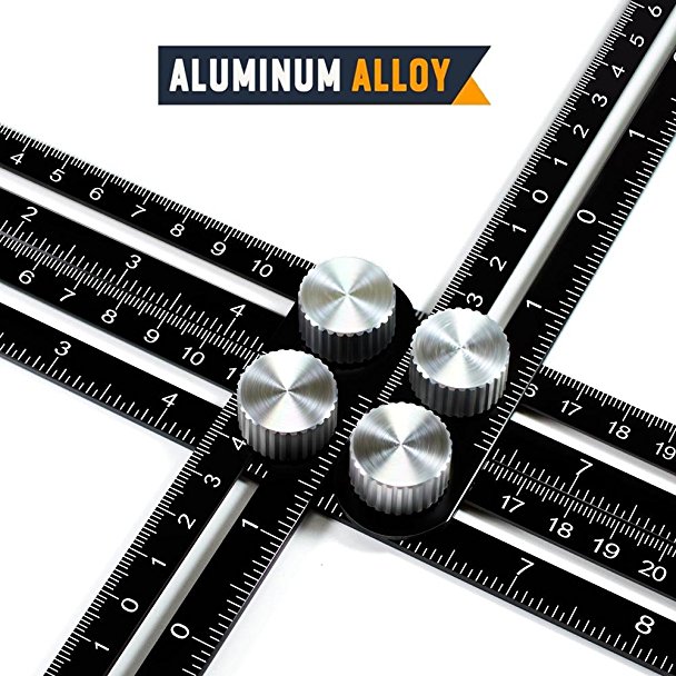 YANX Multi Angle Measuring Ruler Made of Premium Aluminum Alloy Template Tool for Craftsmen Handymen Carpenter DIY (Black)