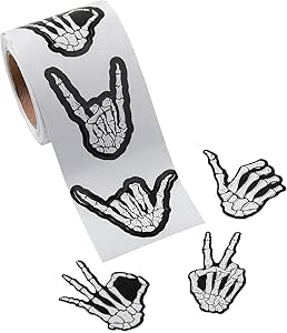 Fun Express Skeleton Hands Sticker Roll - 100 Pc