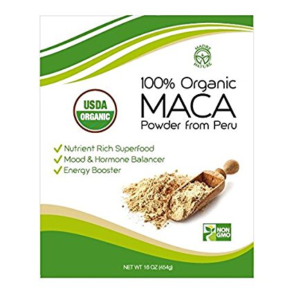 Madre Nature - 100% Peruvian Organic Gelatinized Maca Powder - non-GMO - Vegan - Gluten Free (16oz)