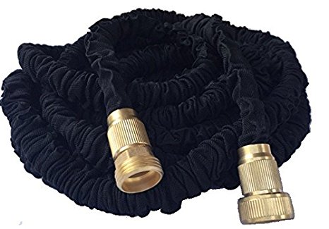 50 Foot Hose ONLY, NO nozzel NO holder, Strongest Expanding Garden Hose. Solid Brass Fittings, Double Latex Core, Toughest Nylon Fabric, Black