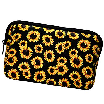 Sunflower Floral Makeup Bag Waterproof Soft Neoprene Travel bag Zippered Storage Pouch Printing Toiletry bag Pencil Case Organizer