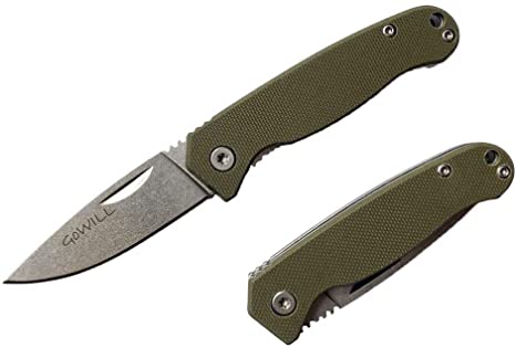 Small Keychain Thin Lightweight Pocket Knife for Kids, Men, Women Everyday Carry, Stainless Steel Blade G10 Handle Mini Pocket Folding Knife for Camping, Hunting, Survival, Outdoors (Green-B) …