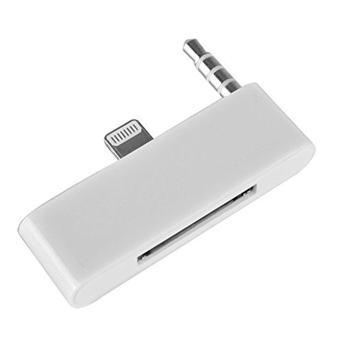 CELL-TECH® 1pc White 30 Pin to 8 Pin lightning 3.5mm Audio Adapter Converter for iPhone 5 iPod Touch 5 to Sound dock speaker, like Bose, JBL, iHome, iPod Nano (1 Pack)