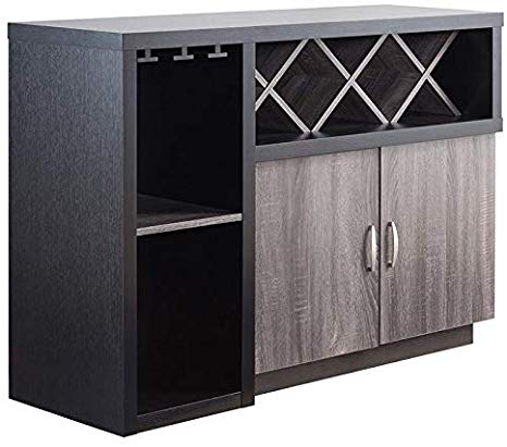 Furniture of America Silar Wine Rack Buffet in Gray and Black