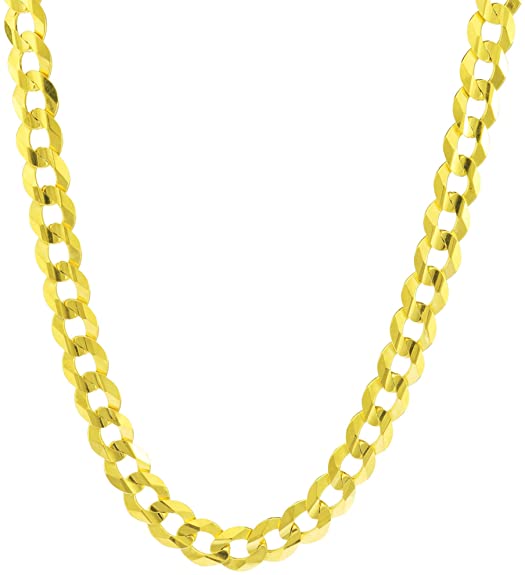 Nuragold 10k Yellow Gold 8mm Solid Cuban Curb Link Chain Necklace, Mens Jewelry Lobster Lock 20" 22" 24" 26" 28" 30"