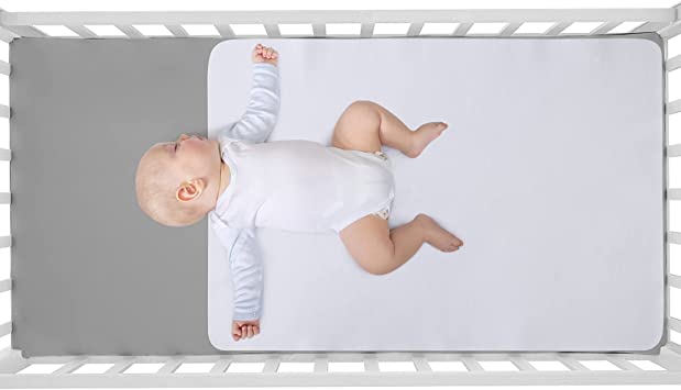 2 Pack Crib Mattress Protector 100% Waterproof Flannel Cotton Crib Baby Mattress Protector Pad Washable Incontinence Bed Pads Crib Mattress Cover Pad Sheets, 27"×39"