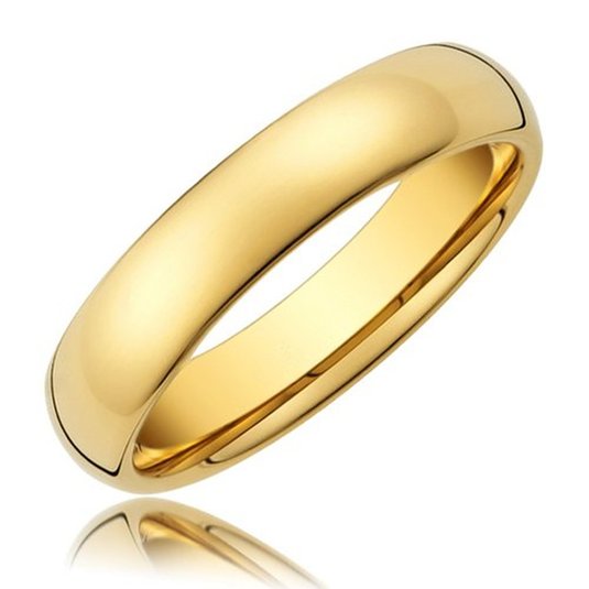 King Will 4mm Gold Plated High Polished Comfort Fit Domed Tungsten Carbide Ring Wedding Band