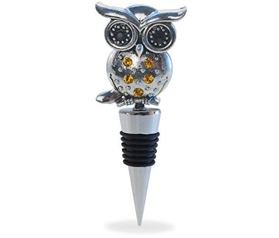 Puzzled Cheers Metal Wine Stopper, Owl