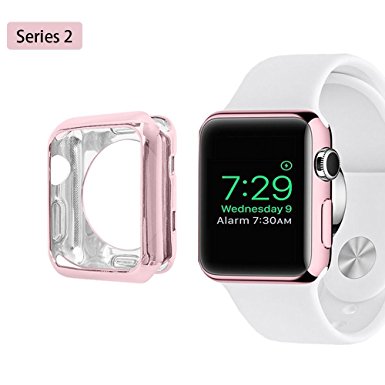 Apple Watch Case iwatch Series 2 Cover Soft TPU Bumper Scratch Resistant Protective Case for Apple watch 2nd Edition-42mm Rose Gold