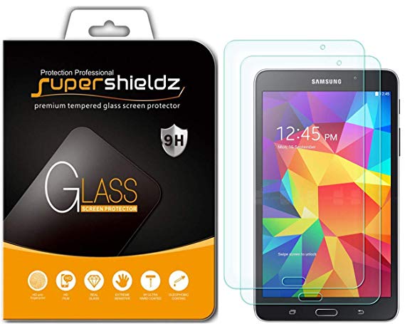 [2-Pack] Supershieldz for Samsung Galaxy Tab 4 7.0 Screen Protector, [Tempered Glass] Anti-Scratch, Anti-Fingerprint, Bubble Free, Lifetime Replacement